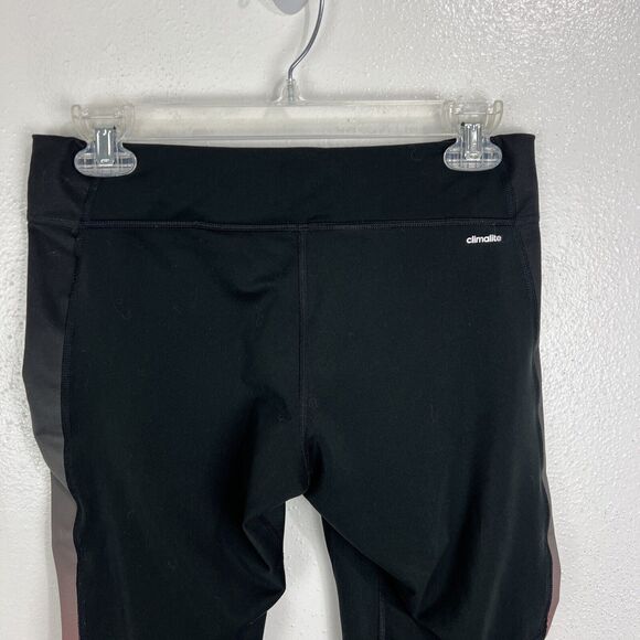 Adidas Leggings Women Medium Black Ombre Side Trim Cropped Activewear Bottoms - Picture 9 of 12